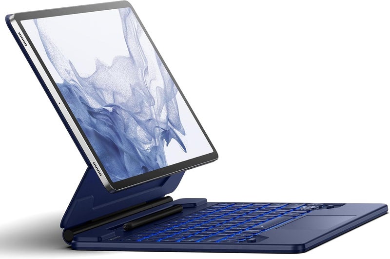 Dexnor for Samsung Galaxy Tab S10+ Plus/S9+ Plus/S9 FE+ Plus/S8+ Plus/S7+ Plus/S7 FE Case with Keyboard 12.4" Floating Cantilever Magnetic Stand Multi-Touch Trackpad Backlit S Pen Holder - Blue - Image 1